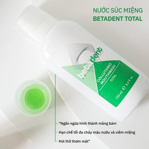 Nước súc miệng BETADENT TOTAL bảo vệ toàn diện, ngừa sâu răng và mảng bám 250ml - Ảnh 2