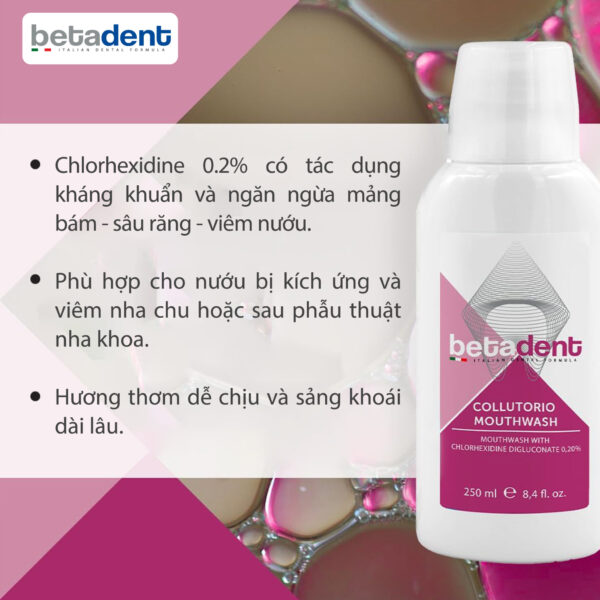 Nước súc miệng BETADENT CHLORHEXIDINE 0.2% hỗ trợ chăm sóc nướu lợi 250ml - Ảnh 6