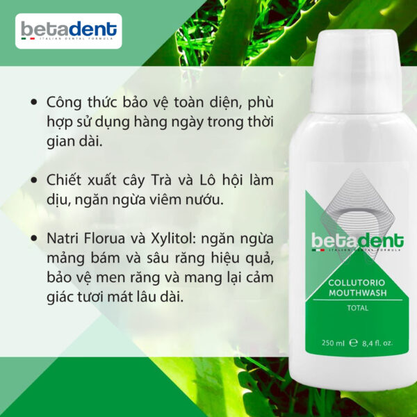 Nước súc miệng BETADENT TOTAL bảo vệ toàn diện, ngừa sâu răng và mảng bám 250ml - Ảnh 6
