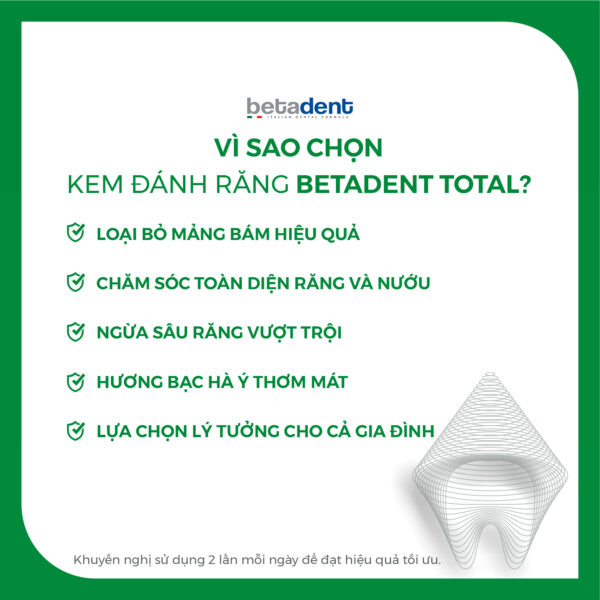Kem đánh răng BETADENT TOTAL bảo vệ toàn diện, hỗ trợ ngăn ngừa sâu răng và mảng bám 100ml - Ảnh 9