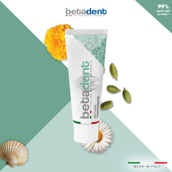 Kem đánh răng BETADENT NATURAL hỗ trợ ngừa mảng bám và hơi thở thơm mát 100ml