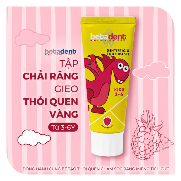Kem đánh răng trẻ em BETADENT KIDS 3-6 tuổi hương Mâm xôi 75ml - Ảnh 4