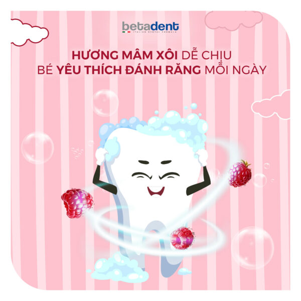 Kem đánh răng trẻ em BETADENT KIDS 3-6 tuổi hương Mâm xôi 75ml - Ảnh 5