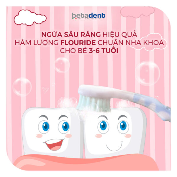 Kem đánh răng trẻ em BETADENT KIDS 3-6 tuổi hương Mâm xôi 75ml - Ảnh 6