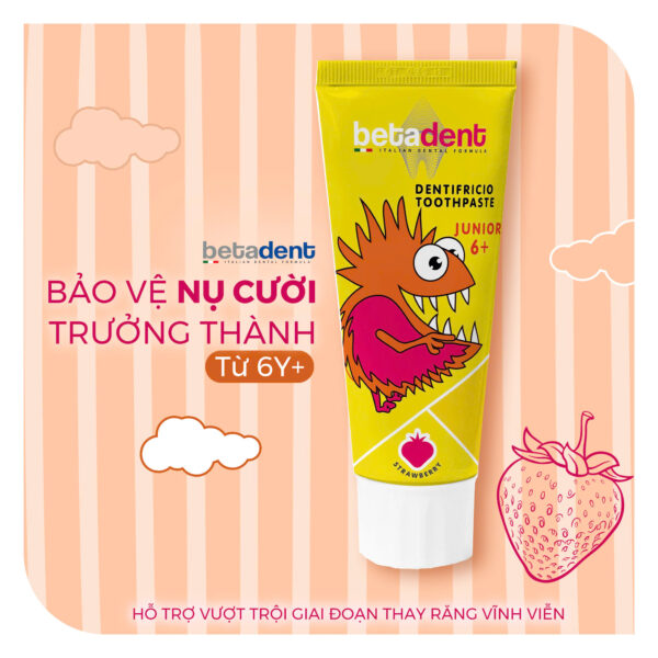 Kem đánh răng trẻ em BETADENT JUNIOR 6Y+ hương Dâu 75ml - Ảnh 2