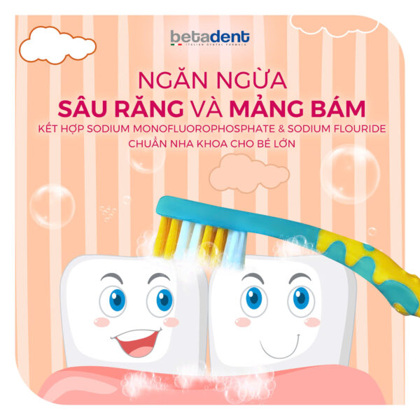 Kem đánh răng trẻ em BETADENT JUNIOR 6Y+ hương Dâu 75ml - Ảnh 5
